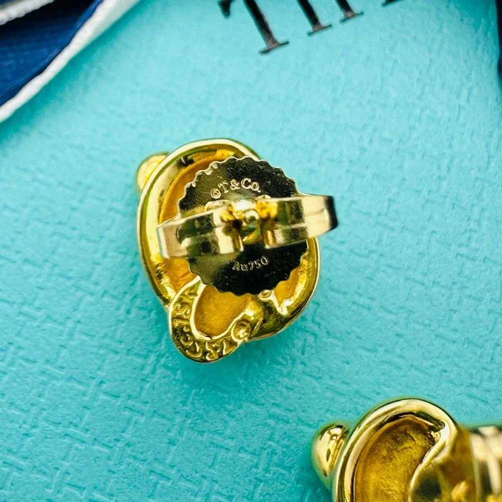 RARE Tiffany & Co. 18K Yellow Gold Twist Knot Pretzel Earrings Vintage with Box